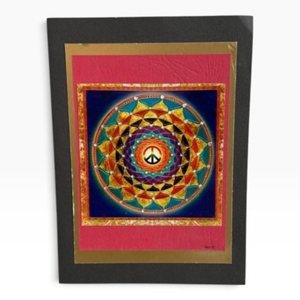 Paul Heussenstamm Peace Sign Mandala Art Print Matted Card Good+